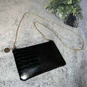 NWT Croc Embossed Black Mini Handbag/Purse